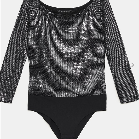 NWT Zara new woman shiny silver bodysuit size XS - Picture 5 of 6